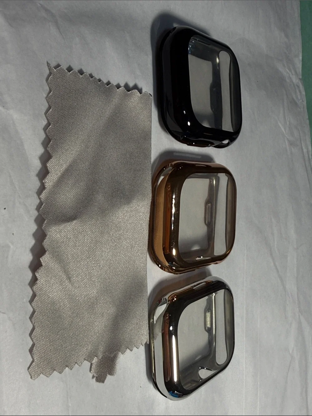 Protective 42mm Watch Case Covers with Cleaning Cloth- Black, Rose Gold, Silver